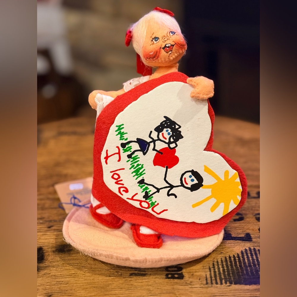 Vintage 1994 Annalee Red and White Heart Plush Decor